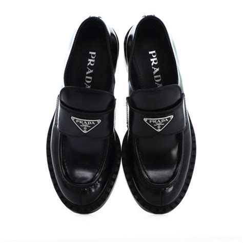 prada spazzolato leather platform bluchers|Prada Triangle Logo Loafer (Women) .